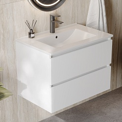 Teymi Тумба под раковину Laina 70 подвесная белая матовая – фотография-6