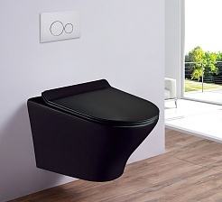 Esbano Унитаз Aster подвесной безободковый черный матовый – фотография-2