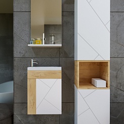 Бриклаер Мебель для ванной Кристалл 40 белая/дуб бунратти – фотография-4