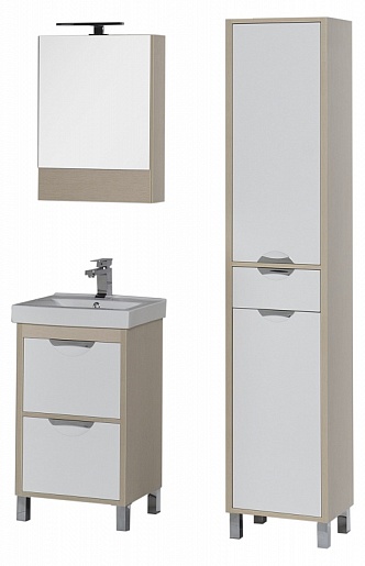 Aquanet Тумба с раковиной "Гретта 50" светлый дуб – картинка-11