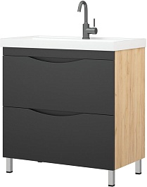 Corozo Тумба с раковиной Лиана 80 дуб/графит – фотография-3