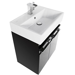 Водолей Тумба с раковиной Мальта 70 с дверками черная – фотография-6