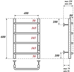 Point Полотенцесушитель электрический П4 400x600 PN08846 хром – фотография-3