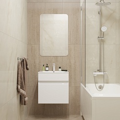 Mixline Тумба с раковиной Брикс 50 подвесная белая – фотография-7