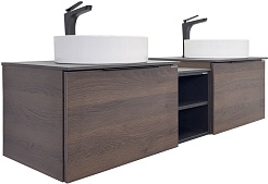 Comforty Тумба с раковиной Портленд 150 подвесная дуб шоколадно-коричневый – фотография-1