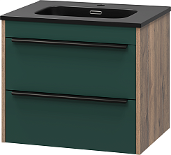 Brevita Мебель для ванной Greenwood 60 подвесная зеленая матовая/дуб галифакс олово – фотография-5