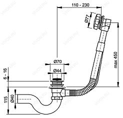Jacob Delafon Слив-перелив для ванны E70174-CP автомат (хром) – фотография-2