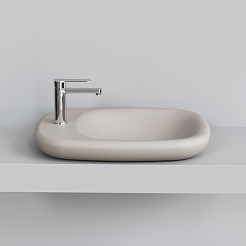 Ambassador Раковина накладная Diamand 54 бежевая матовая – фотография-3