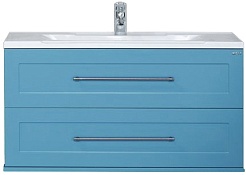 Misty Тумба с раковиной Марта 100 подвесная бирюзовая – фотография-1