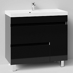 Водолей Тумба с раковиной Бест 90 R черная – фотография-4