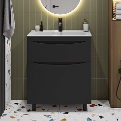 Vivon Тумба под раковину Ostin 70 напольная черная матовая – фотография-6