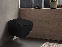 Azario Унитаз подвесной Keras matt black AZ-99046B безободковый черный матовывй – фотография-2