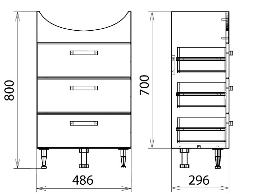 Merkana Мебель для ванной комнаты Квинта 50 напольная – картинка-5