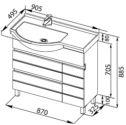 Aquanet Тумба с раковиной "Доминика 90" L черная – фотография-5