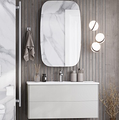 Акватон Мебель для ванной Сохо 100 R подвесная слэйт/галька серая – фотография-1