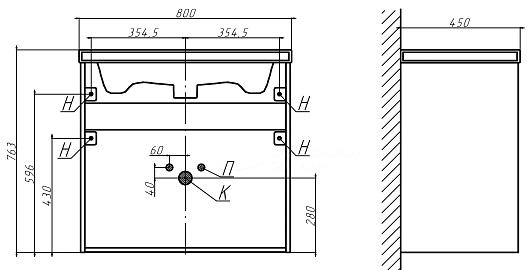 Velvex Тумба с раковиной Klaufs 80.2Y белая/шатанэ – картинка-5