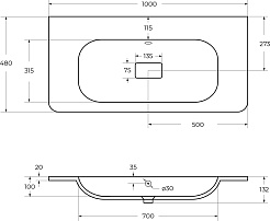 Cezares Тумба с раковиной без отверстия под смеситель Relax 100 подвесная дуб карамельный – фотография-18