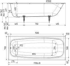 Maroni Ванна чугунная Fortuna 170х70 – фотография-3