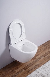 Esbano Унитаз Azalea подвесной безободковый белый – фотография-10