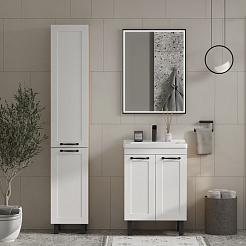 Equil Тумба с раковиной Lago 70 2 ящика напольная белая/дерево – фотография-8