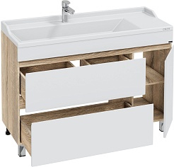 СанТа Мебель для ванной Марс 120 белая/янтарное дерево – фотография-5