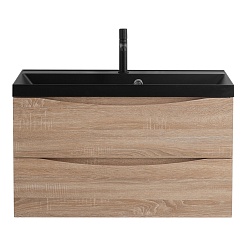 BelBagno Тумба с раковиной Marino 80 подвесная Rovere Bianco с раковиной 80/45 AST-NERO – фотография-2