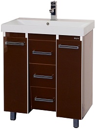 Misty Тумба для умывальника Джулия QVATRO 105 конус, 3 ящика, коричневая – фотография-1