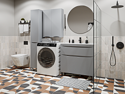 Vivon Шкаф-пенал Ostin 30L с бельевой корзиной серый матовый – фотография-6