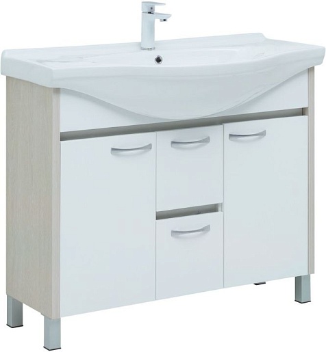 Aquanet Тумба с раковиной Донна 100 белый дуб/белая – фото-1