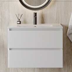 Teymi Тумба с раковиной Laina 70 подвесная белая матовая – фотография-2