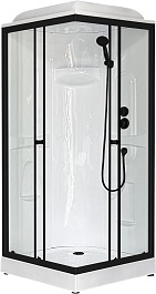 Royal Bath Душевая кабина HP RB 90HP1-T-BL 90x90 стекло прозрачное профиль черный матовый – фотография-1