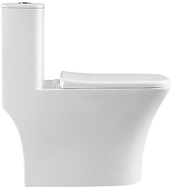 Azario Унитаз-моноблок Teano AZ-8621 безободковый с бачком с сиденьем микролифт белый – фотография-3