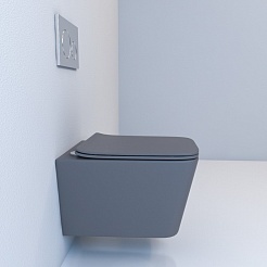 Esbano Унитаз Gartez подвесной безободковый серый матовый – фотография-3