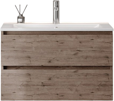 Teymi Тумба с раковиной Laina 80 подвесная дуб темный