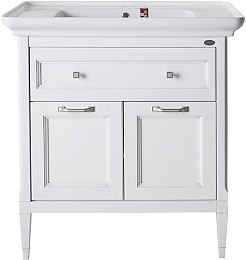 ASB-Woodline Мебель для ванной Гранда 85, белый (патина серебро), массив ясеня – фотография-4