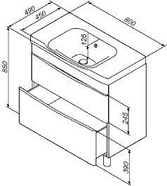 Am.Pm Тумба с раковиной Like 80 белый глянец – фотография-6