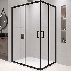 RGW Душевой уголок Passage PA-146B 100x80 профиль черный стекло прозрачное – фотография-1