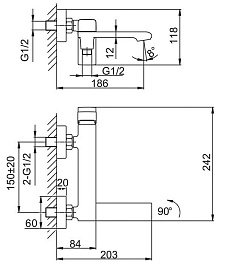 Frap Смеситель для ванны с душем H84 F3284 хром – фотография-2