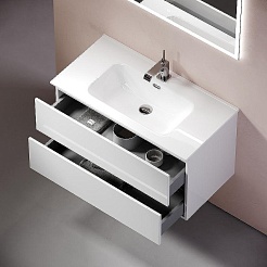 Sancos Тумба с раковиной Urban 90 белый глянец раковина Element 91 CN7002 – фотография-5