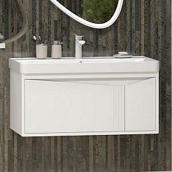 Brevita Тумба с раковиной Cascade 90 подвесная белая – фотография-7