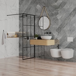 Paini Душевая перегородка PAINI-WalkIN90G 90x195 рисунок решётка – фотография-3