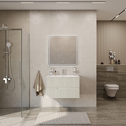 Cezares Тумба с раковиной Duet-N 80 подвесная CZR-8073-80 альпака брашированная – фотография-6