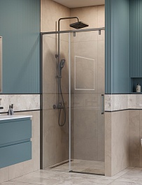 BelBagno Душевая дверь в нишу Soft Close-1 SOFT_CLOSE-1-BF-1-100-C-GM 100x200 профиль оружейная сталь стекло прозрачное – фотография-2