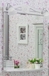 Sanflor Зеркало Адель 65 белое/патина серебро – фотография-1
