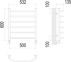 Terminus Полотенцесушитель водяной Виктория П6 500x600 хром – фотография-3