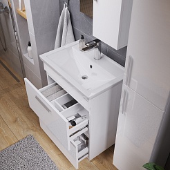 Grossman Мебель для ванной Нео 60 2 ящика белая – фотография-6