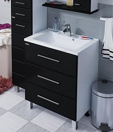 СанТа Тумба для умывальника Омега 65 напольная черная – фотография-1