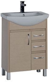 Aquanet Тумба с раковиной "Донна 60" 3 ящика светлый дуб	 – фотография-1