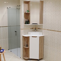 Mixline Мебель для ванной Корнер 67.5 L угловая белая/дуб