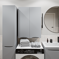 Vivon Шкаф-пенал Ostin 30L с бельевой корзиной серый матовый – фотография-9